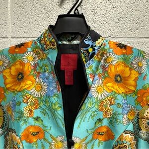 JS Collections 100% Silk Asian Floral Jacket‎ Women’s US 8 Mandarin Collar